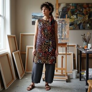 Marimekko Women's Size 34 (XS) Multicolor Retro Print Sleeveless Gita Tunic Top